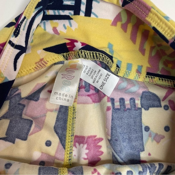 LuLaRoe Leggings OS One Size Set of 3 Yellow Abstract Pink Aztec Purple Vine - Picture 7 of 7